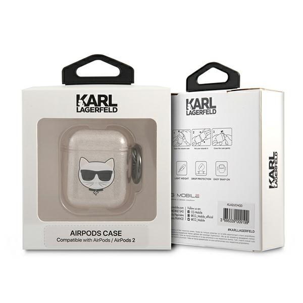 Karl Lagerfeld KLA2UCHGD Apple AirPods cover gold Glitter Choupette