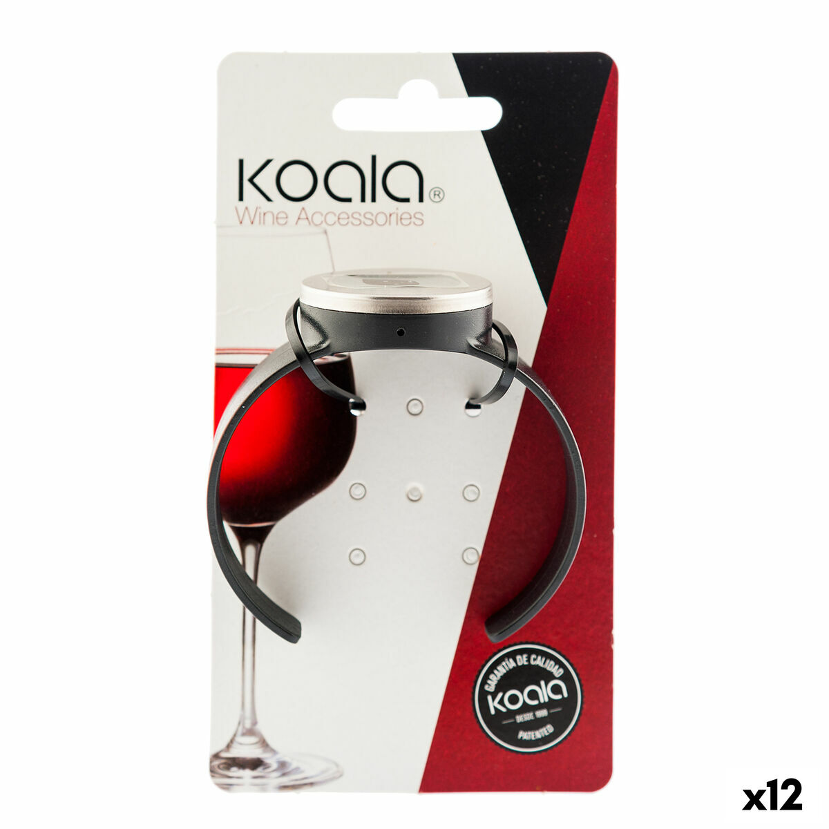 Wine Thermometer  Koala Watch Black Plastic (7,5 x 7,5 cm) (Pack 12x)