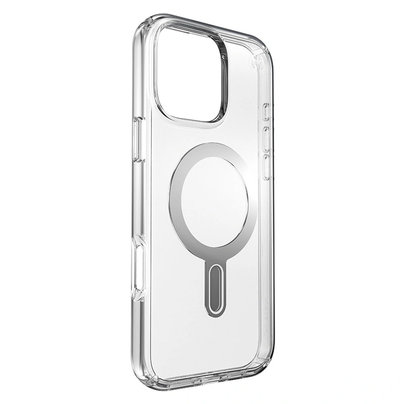 Case Speck Presidio Perfect-Clear ClickLock & MagSafe Apple iPhone 16 Pro Max (Clear / Chrome Finish / Serene Silver)