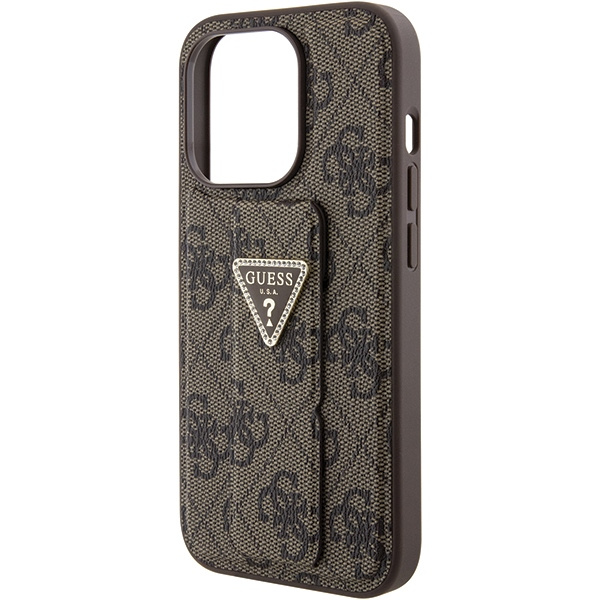 Guess GUHCP15XPGS4TDW iPhone 15 Pro Max brązowy/brown hardcase Grip Stand 4G Triangle Strass