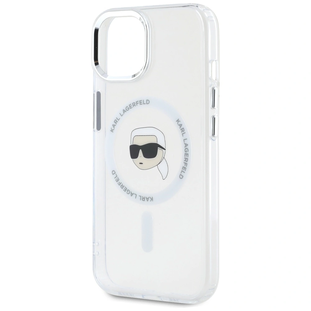 Karl Lagerfeld IML Metal Karl Head MagSafe Apple iPhone 15 white