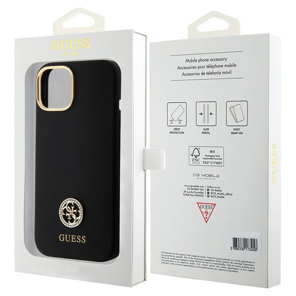 Guess GUHCP15SM4DGPK Apple iPhone 15 hardcase Silicone Logo Strass 4G black