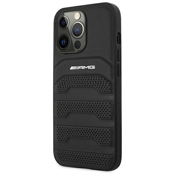 Mercedes AMG AMHCP14LGSEBK Apple iPhone 14 Pro black hardcase Leather Debossed Lines