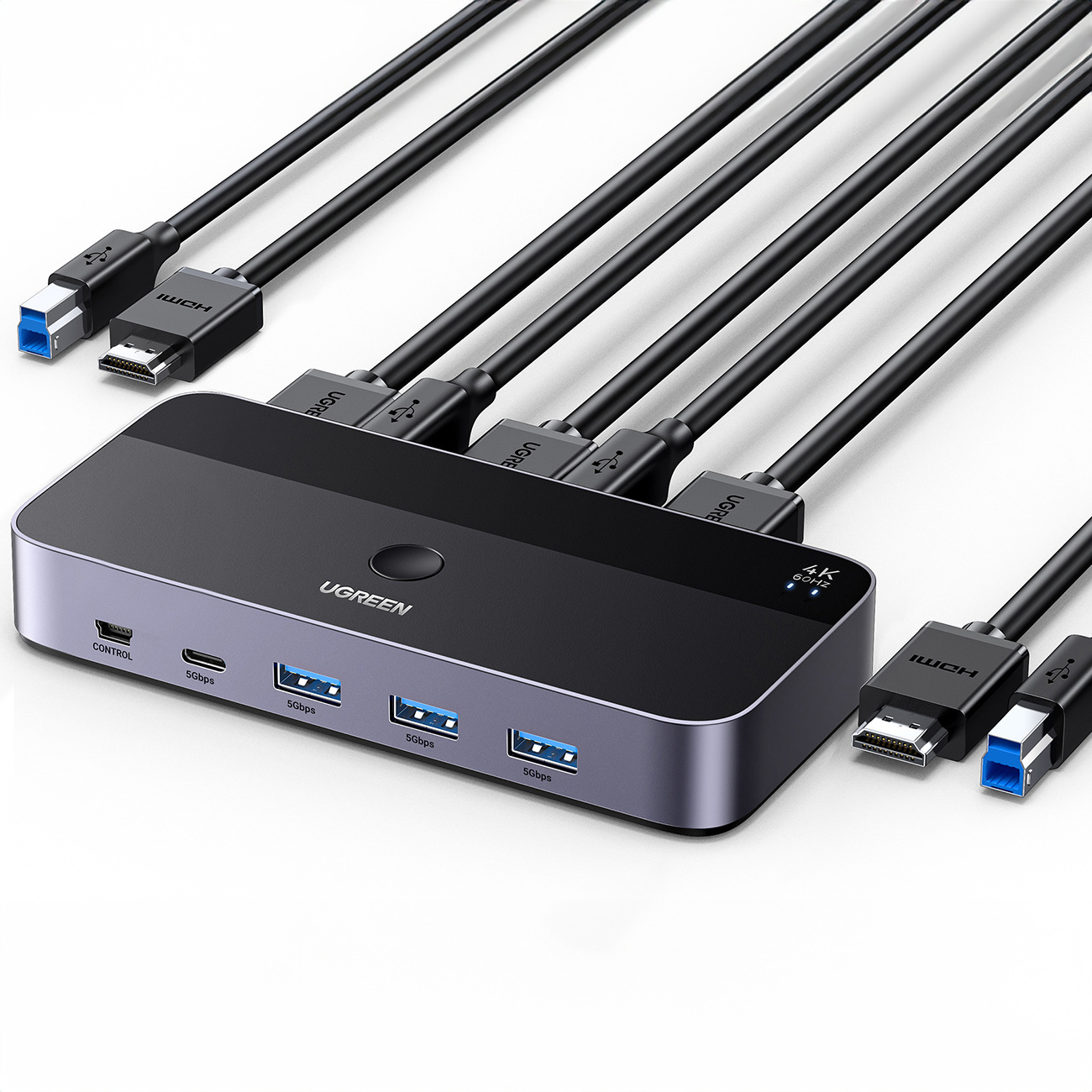 KVM UGREEN CM664 switch 3xUSB-A,2xUSB-B,2xUSB-C,3xHDMI,micro USB black