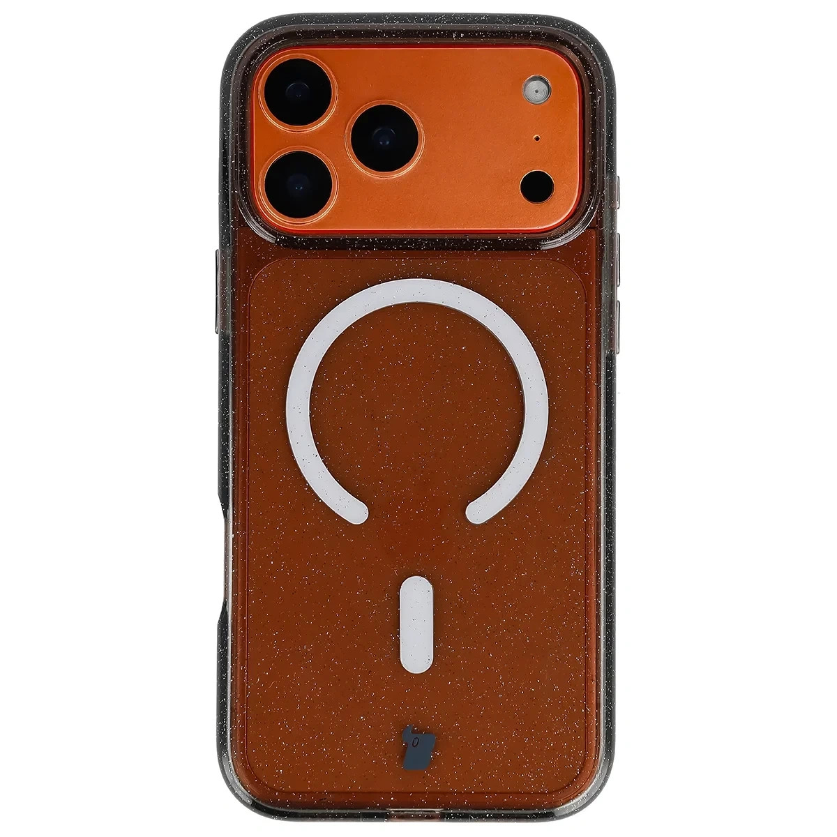 Etui brokatowe z pierścieniem magnetycznym Bizon Case SparklO do Apple iPhone 17 Pro Max, przezroczysto-czarne z brokatem