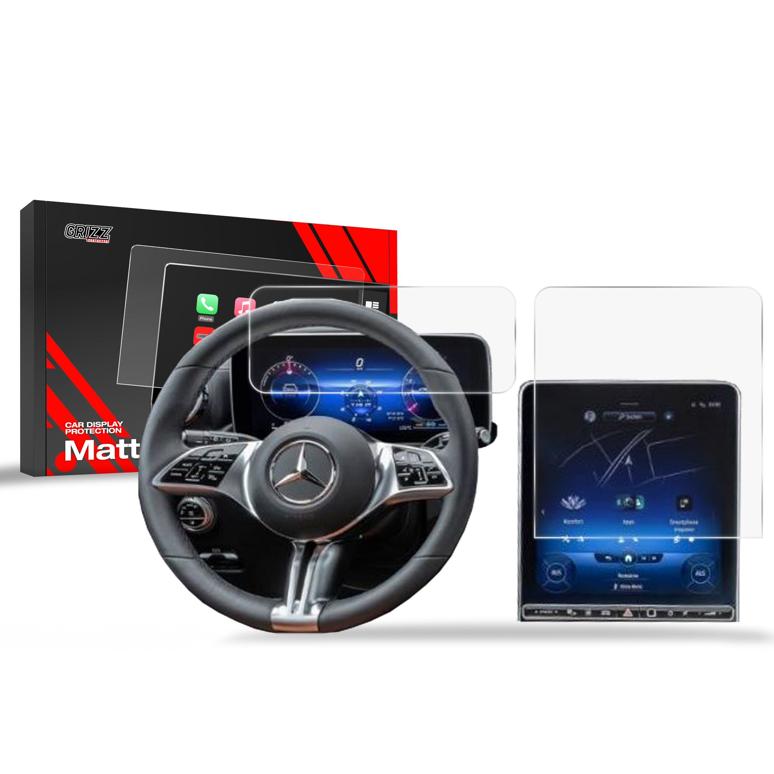 Matte GrizzGlass CarDisplay Protection Mercedes EQS SUV Widescreen 2022-2024 [2in1]