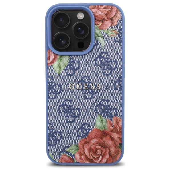 Guess GUHMP16XP4ROPEMCB Apple iPhone 16 Pro Max hardcase 4G Flowers Print MagSafe blue