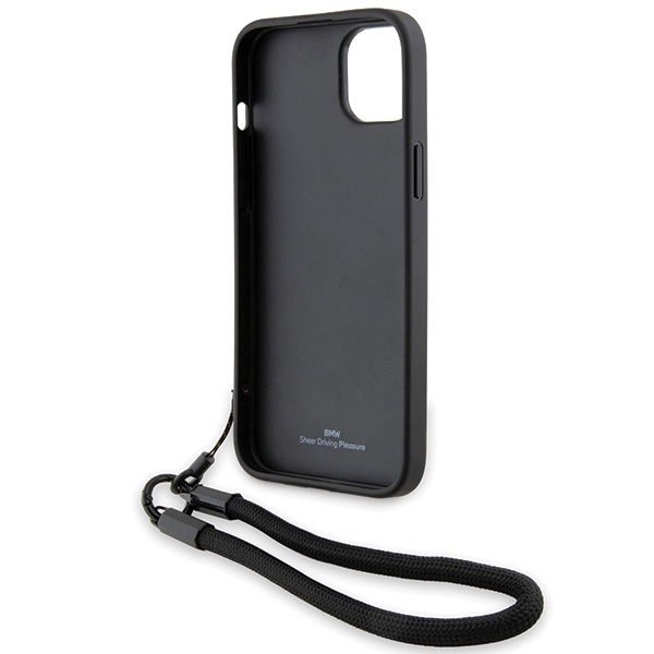 BMW BMHCP15S23RMRLK Apple iPhone 15 / 14 / 13 hardcase Signature Leather Wordmark Cord black