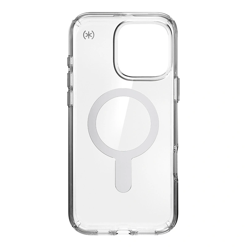 Case Speck Presidio Perfect-Clear ClickLock & MagSafe Apple iPhone 16 Pro Max (Clear / Chrome Finish / Serene Silver)