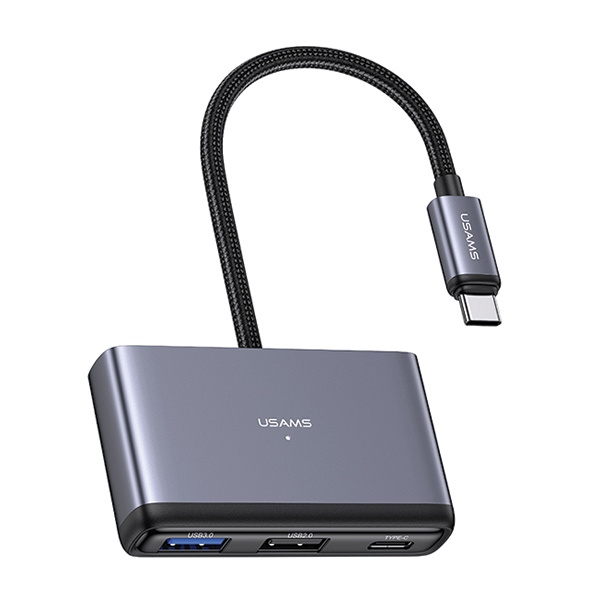USAMS US-SJ628 HUB 5w1 USB-C / USB-A 2.0,USB 3.0,USB-C,TF,SD dark grey