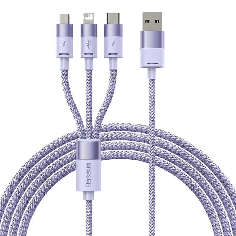 Baseus StarSpeed 3in1 USB-A/USB-C - micro USB - Lightning Cable 3,5A, 1.2m (purple)