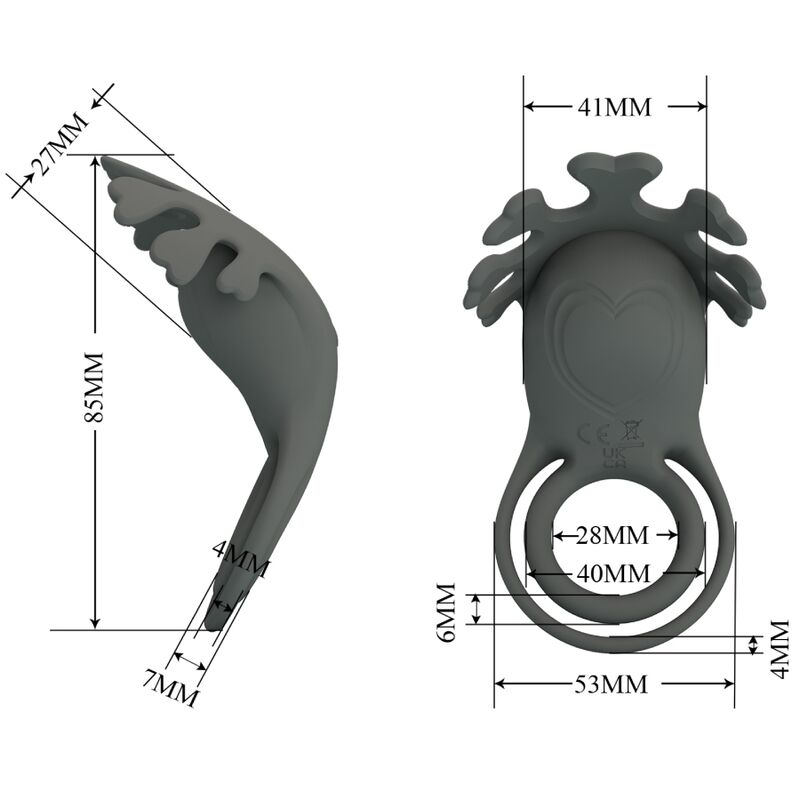 PRETTY LOVE - RUBEN DOUBLE VIBRATING RING WITH STIMULATOR GRAY