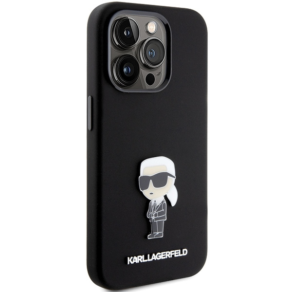 Karl Lagerfeld KLHCP15LSMHKNPK iPhone 15 Pro czarny/black Silicone Ikonik Metal Pin