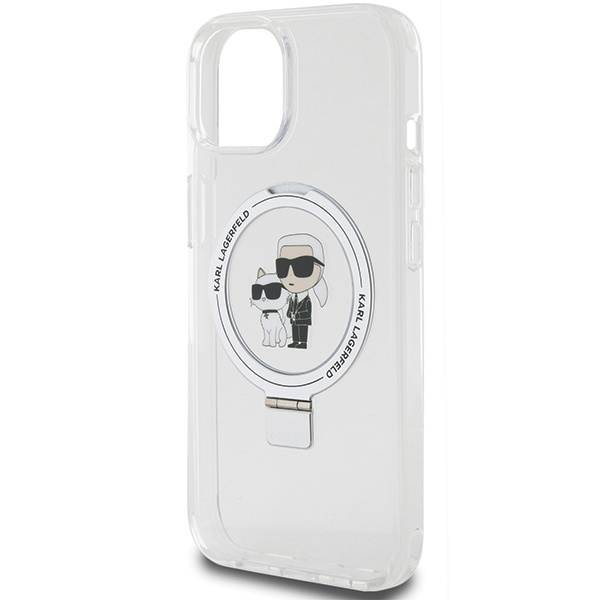 Karl Lagerfeld KLHMP14SHMRSKCH Apple iPhone 14 / 15 hardcase Ring Stand Karl&Choupettte MagSafe white