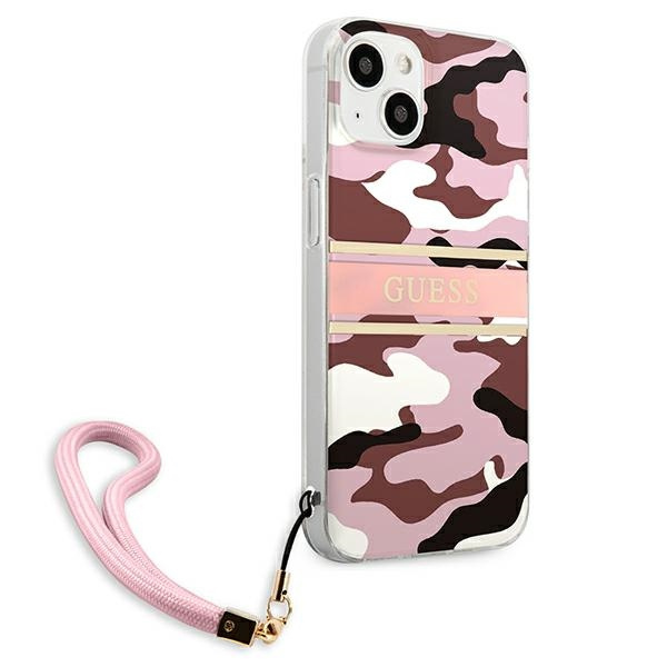 Guess GUHCP13SKCABPI Apple iPhone 13 mini pink hardcase Camo Strap Collection