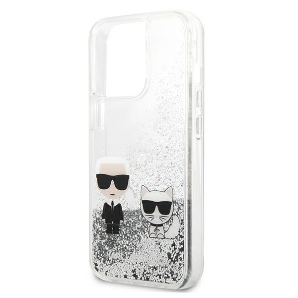 Karl Lagerfeld KLHCP13XGKCS Apple iPhone 13 Pro Max silver hardcase Liquid Glitter Karl&Choupette