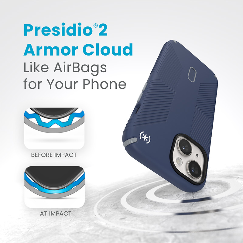 Speck Presidio2 Grip ClickLock MagSafe Apple iPhone 15 (Coastal Blue/Dustgrey/White)