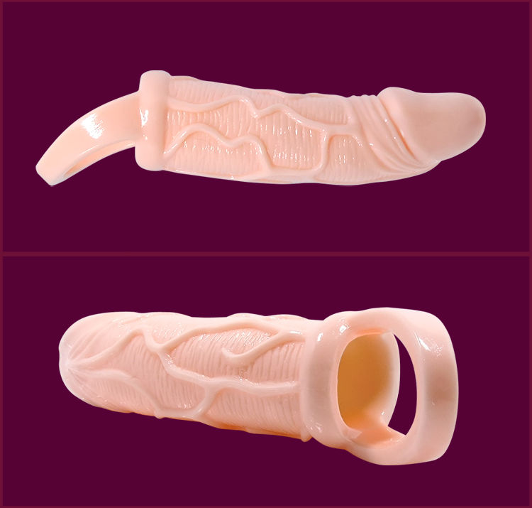 MEN EXTENSION VIBRATING COVER FOR PENIS WITH STRAP FLESH 13.5 CM