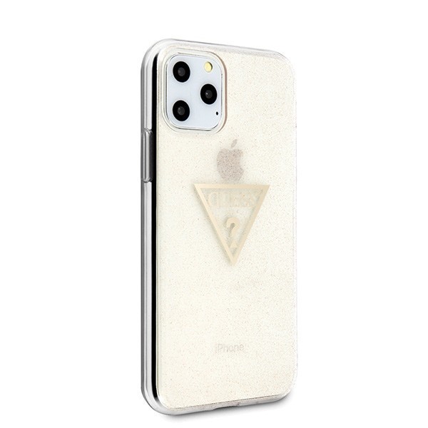 Guess GUHCN58SGTLGO iPhone 11 Pro gold hard case Glitter Triangle