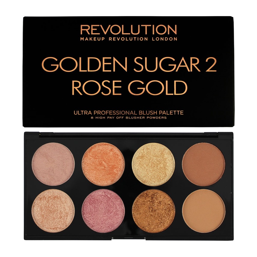 Makeup Revolution Ultra Blush Palette 8 Zestaw do konturowania twarzy Golden Sugar 2 Rose Gold 13g