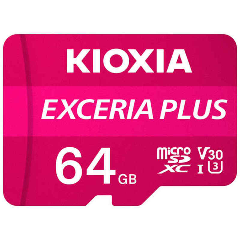 Micro SD Memory Card with Adaptor Kioxia Exceria Plus UHS-I U3 Class 10 Pink