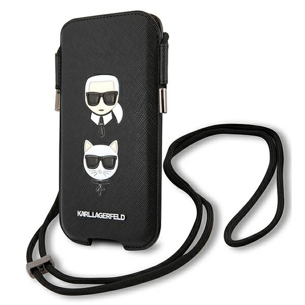 Karl Lagerfeld KLHCP12MOPHKCK 6.1 inch black hardcase Saffiano Ikonik Karl&Choupette Head