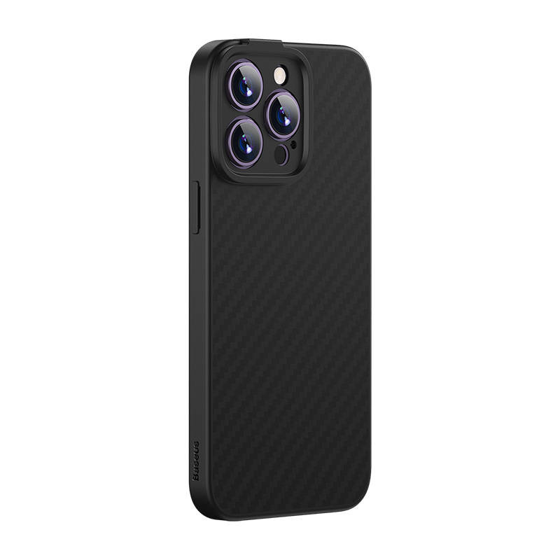 Baseus Synthetic Fiber Series Apple iPhone 14 Pro (black) + tempered glass + cleaner kit