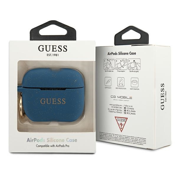 Guess GUACAPSILGLBL Apple AirPods Pro cover blue Silicone Glitter