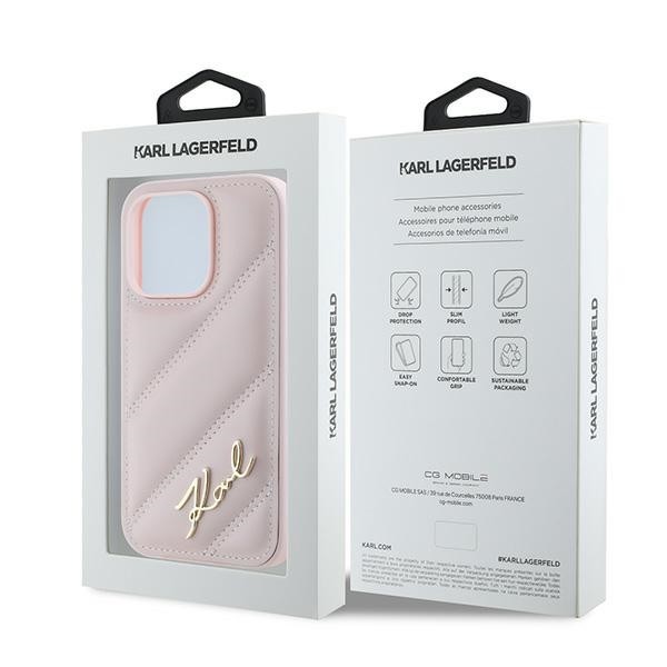 Karl Lagerfeld KLHCP14XPQDSMGP Apple iPhone 14 Pro Max hardcase Diagonal Quilted Script pink