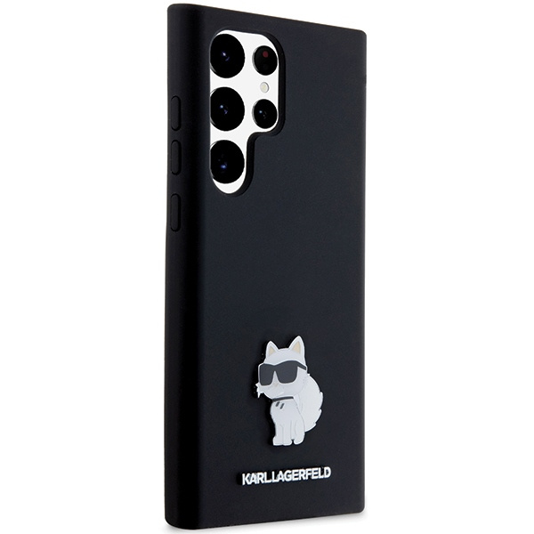 Karl Lagerfeld KLHCS23LSMHCNPK Samsung Galaxy S23 Ultra hardcase Silicone Choupette Metal Pin black
