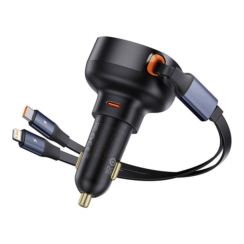Baseus Enjoyment USB-C car charger with USB-C / Lightning cable 60 W (black)
