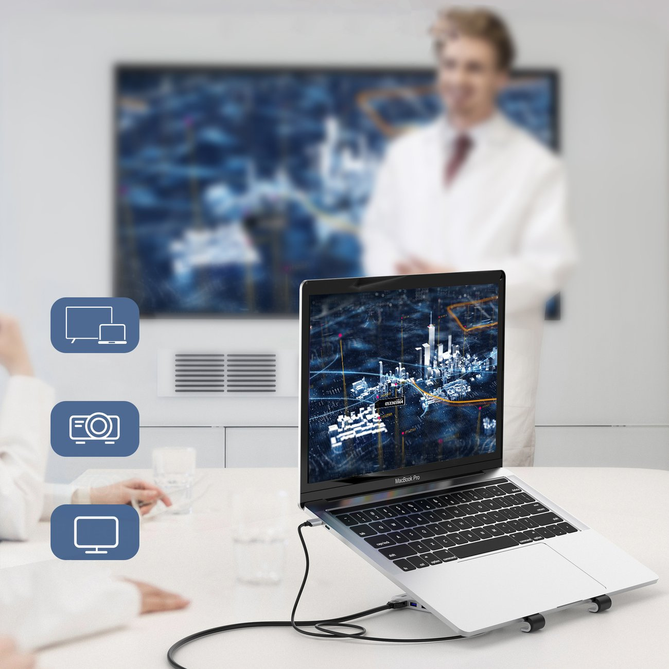 Choetech HUB-M43 HUB PD/USB-C HDMI(4K/30Hz)/2xUSB-A/USB-C/SD/TF black