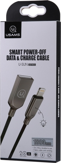 USAMS Cable power-off U-Sun Lightning black 1,9m IPYSUSB201 (US-SJ170)