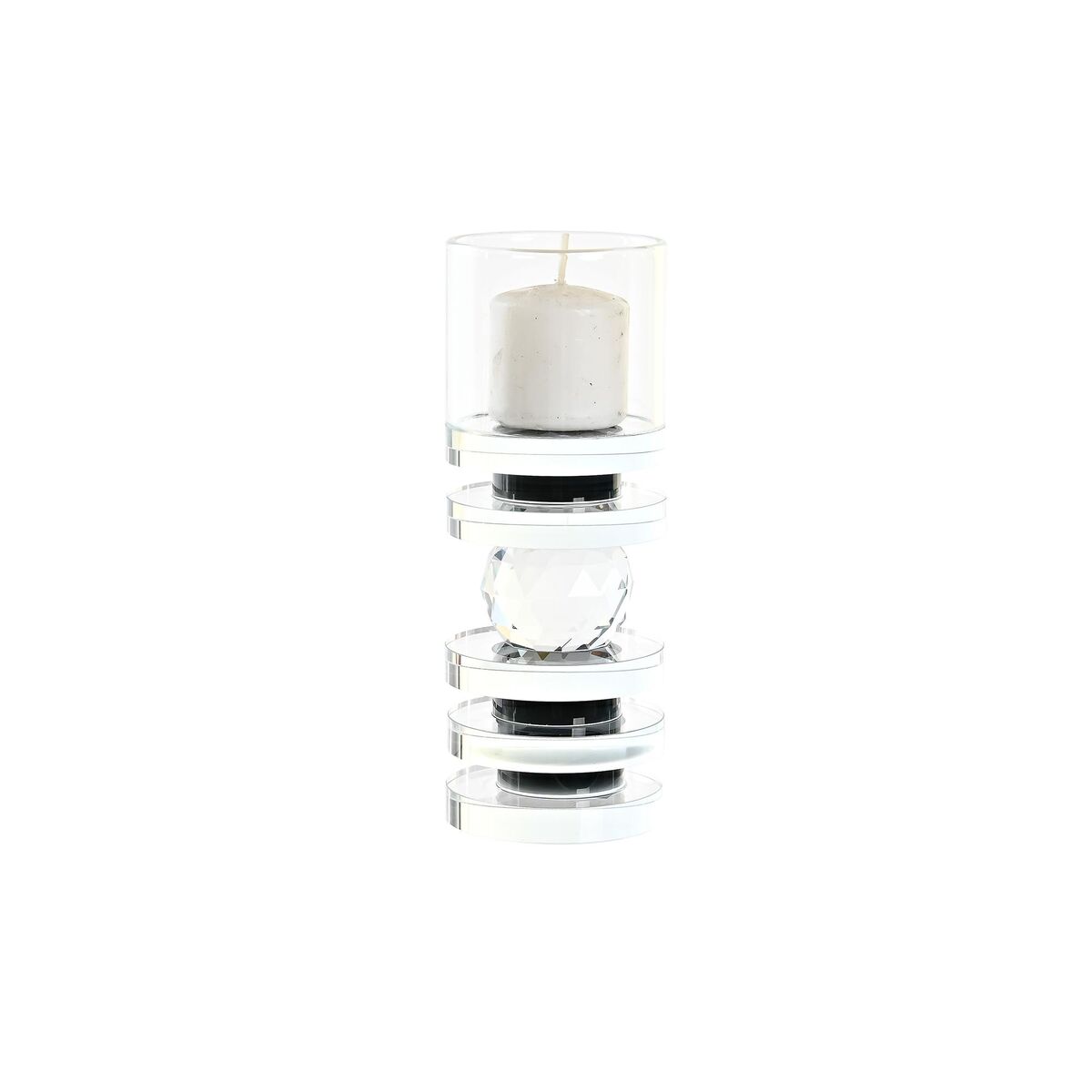 Candleholder DKD Home Decor 6 x 6 x 16 cm Crystal Black Blue