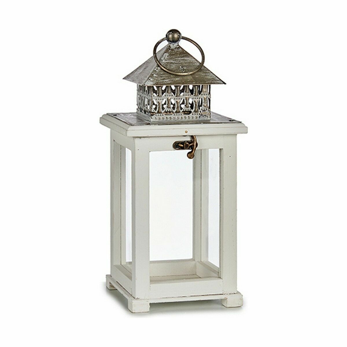 Lantern White Silver Wood Metal 13 x 29 x 13 cm (6 Units)