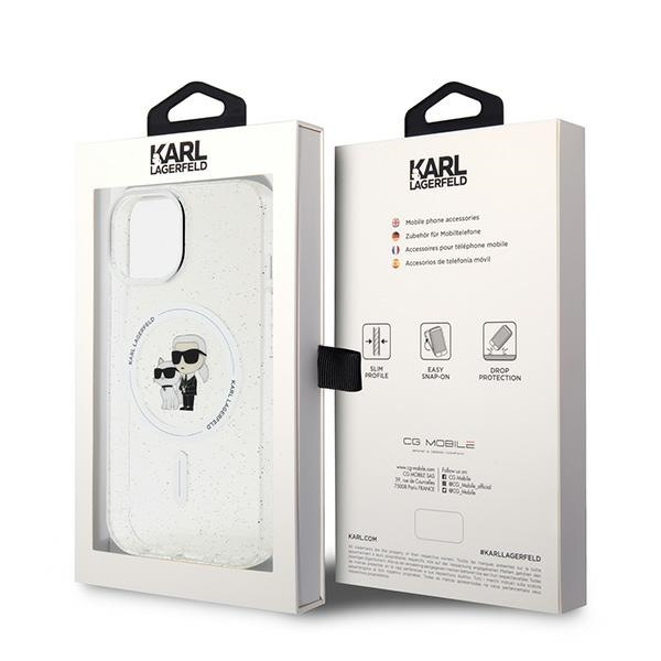 Karl Lagerfeld KLHMP15SHGKCNOT Apple iPhone 15 hardcase Karl&Choupette Glitter MagSafe transparent
