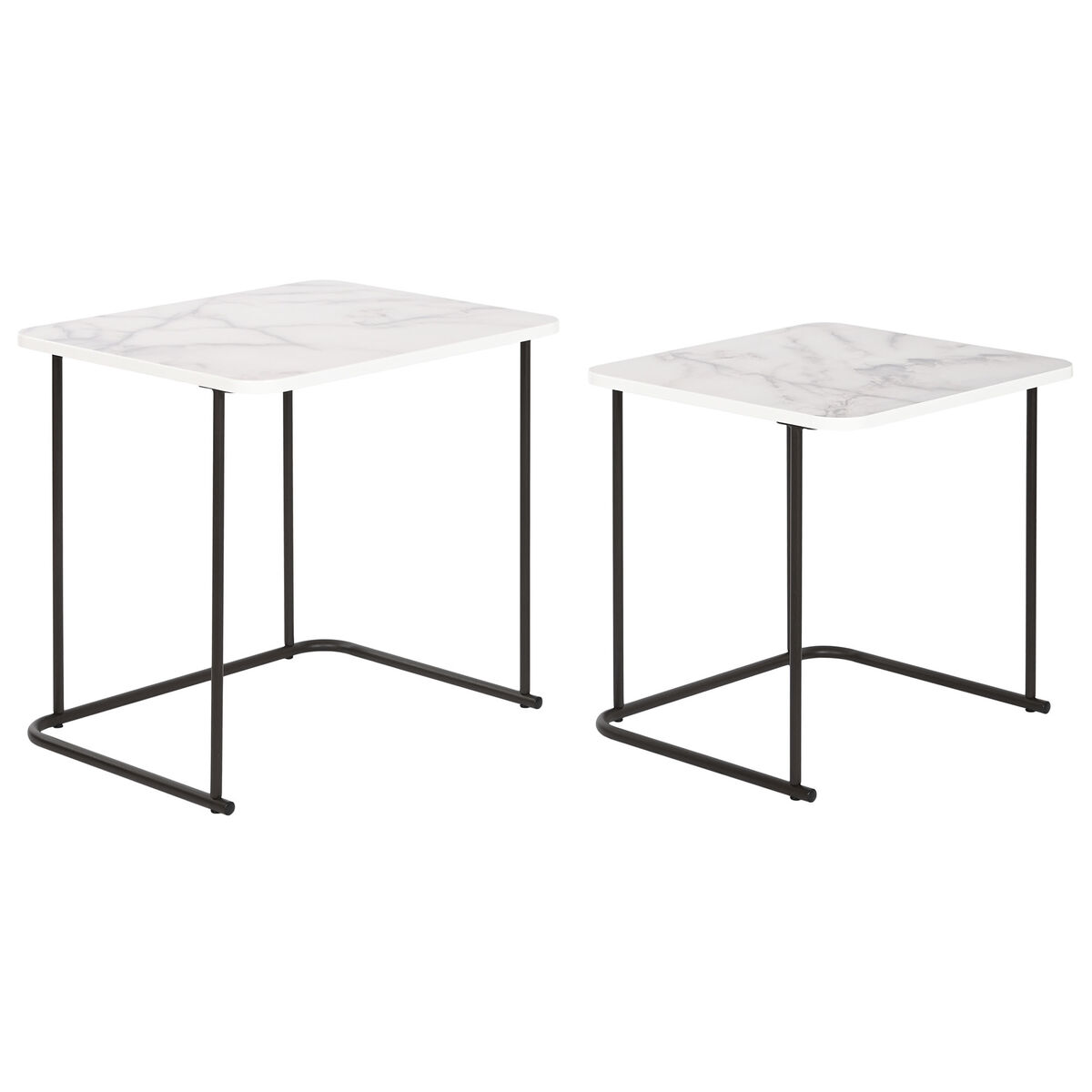 Set of 2 tables DKD Home Decor White Black Metal MDF Wood 51 x 43 x 49 cm