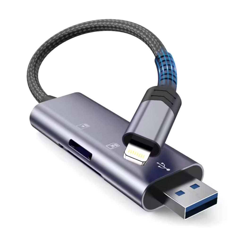 Tech-Protect UltraBoost card reader Lightning / USB-A, MicroSD, MicroSDXC, MMC Micro, RS Micro, SDHC, SDXC, SD Grey