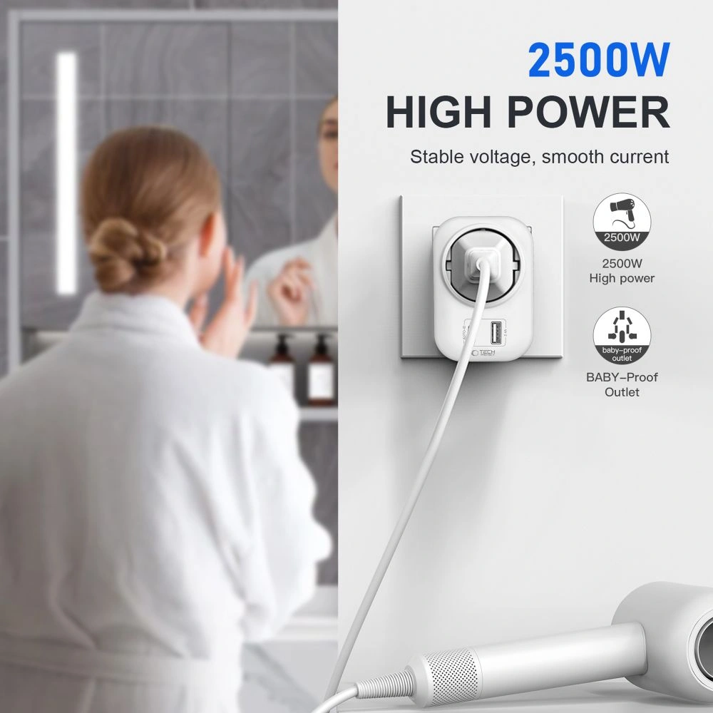 Adapter / przejściówka Tech-Protect TA100 Travel Adapter UK / EU White