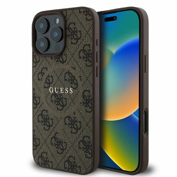 Case Guess GUHMP16XG4GFRW Apple iPhone 16 Pro Max hardcase 4G Ring Classic Logo MagSafe brown