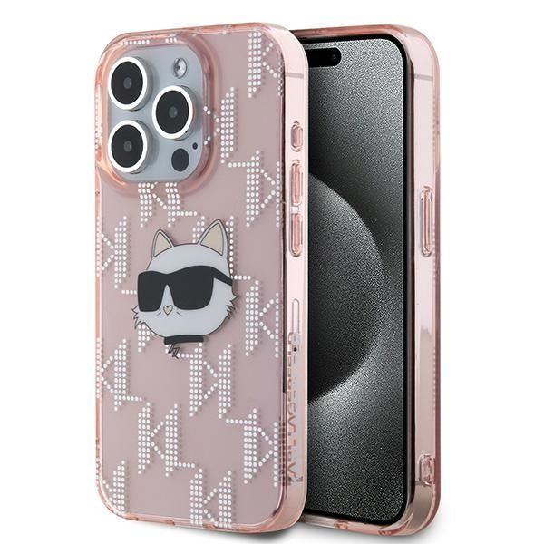 Karl Lagerfeld KLHCP15XHKLPCHP Apple iPhone 15 Pro Max hardcase IML Choupette Head & Monogram pink