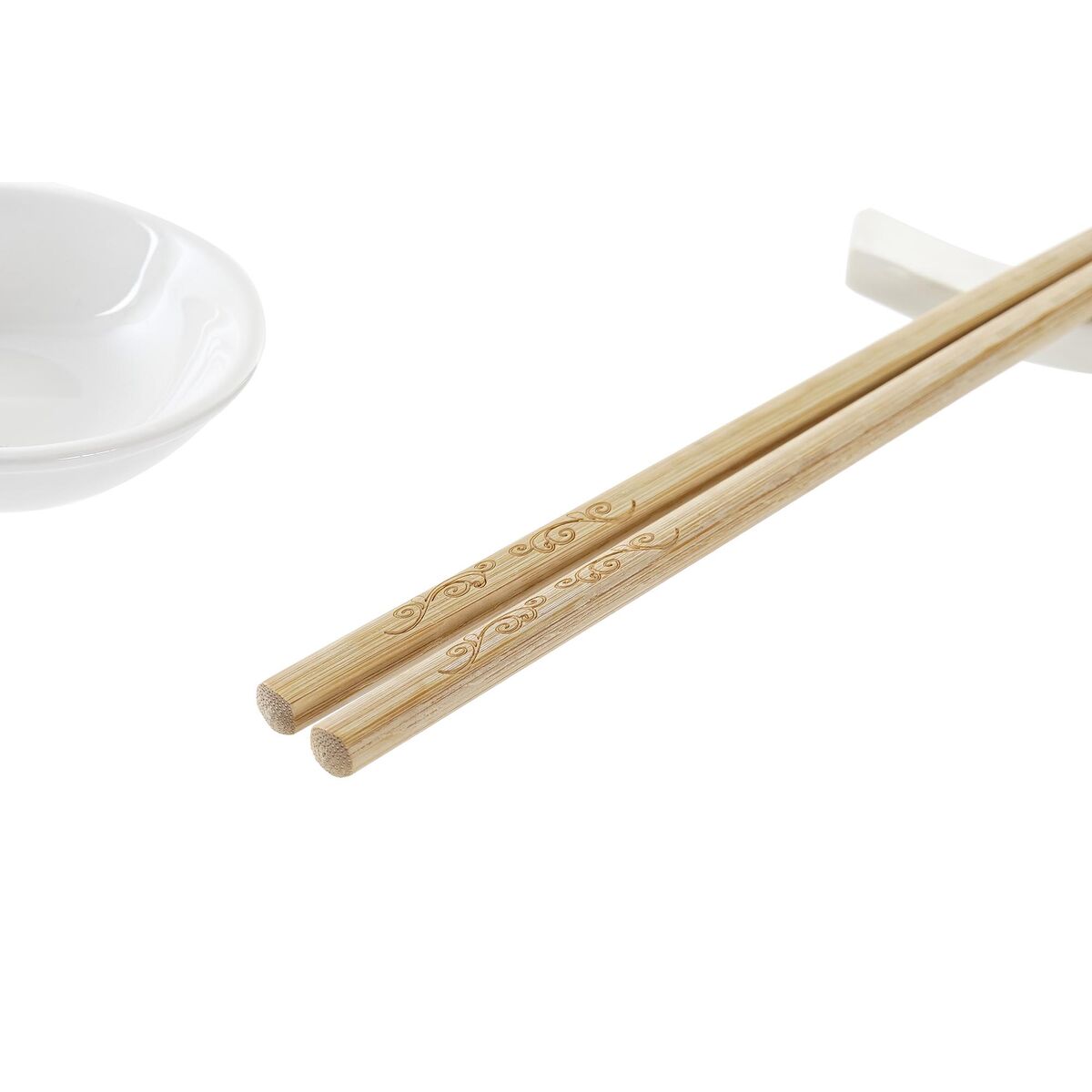 Sushi Set DKD Home Decor 27,3 x 20,3 x 2,5 cm Natural White Stoneware Oriental (12 Units)