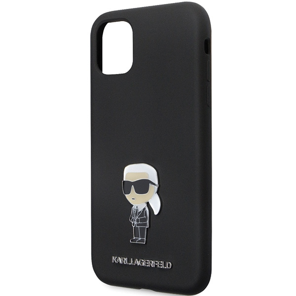 Karl Lagerfeld KLHCN61SMHKNPK iPhone 11/XR Silicone Ikonik Metal Pin black