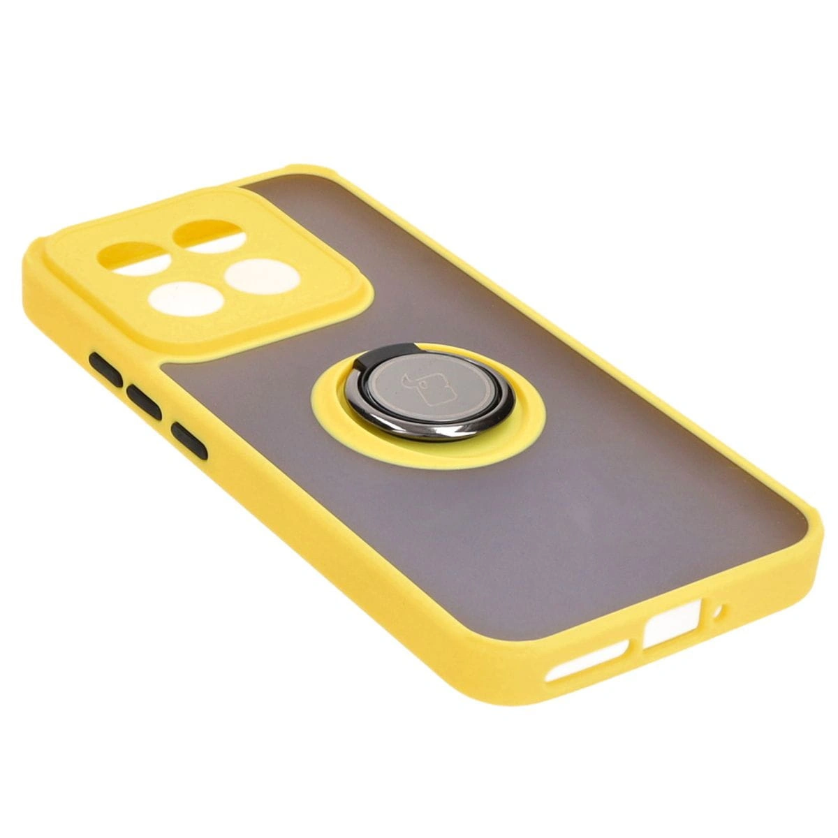 Bizon Case Hybrid Ring Xiaomi 14 smoky with a yellow frame