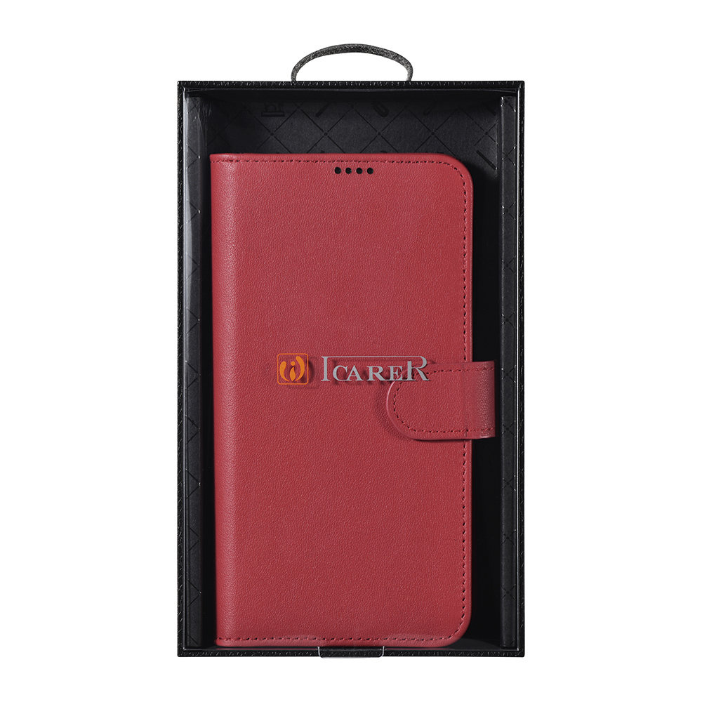 iCarer Haitang Leather Wallet Samsung Galaxy S22+ Plus red