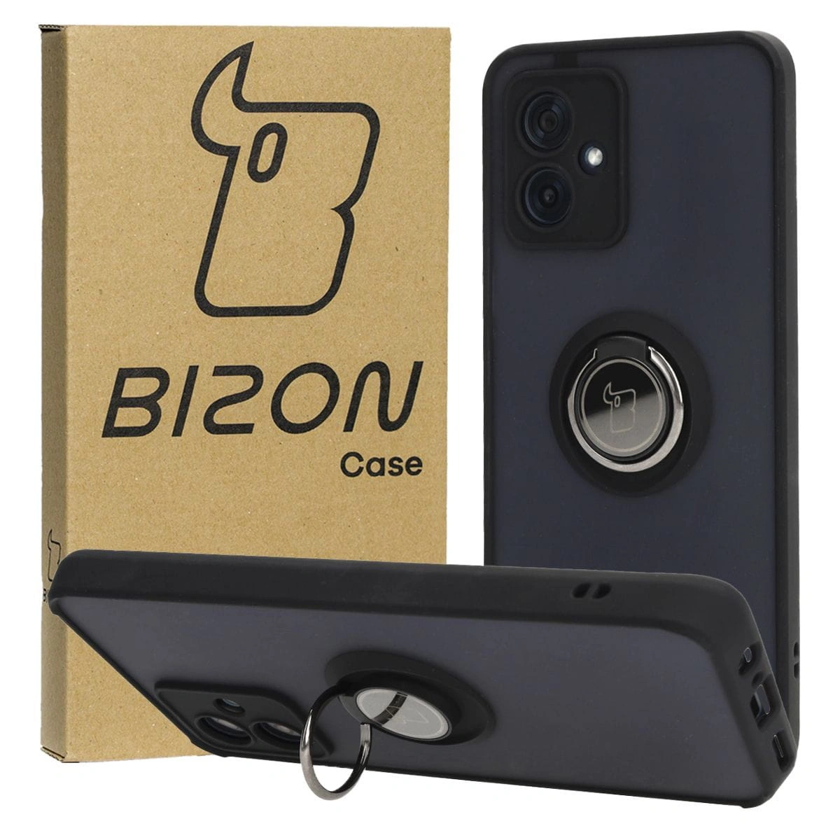 Bizon Case Hybrid Ring Motorola Moto G54 5G smoky with a black frame