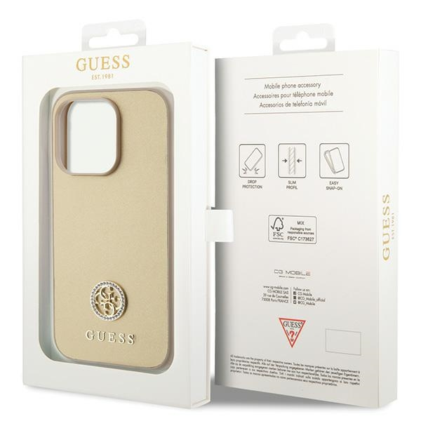 Guess GUHCP15LPS4DGPD Apple iPhone 15 Pro hardcase Strass Metal Logo gold