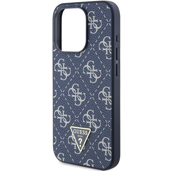 Guess GUHCP15LPG4GPB Apple iPhone 15 Pro hardcase 4G Triangle Metal Logo blue