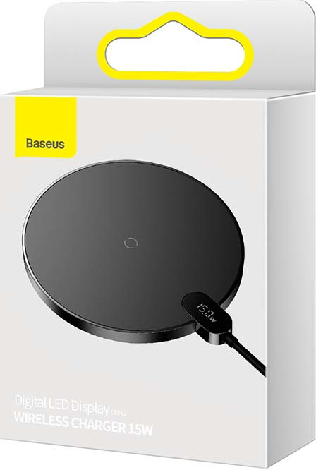 Inductive wireless charger Baseus Digital LED 15W (black)