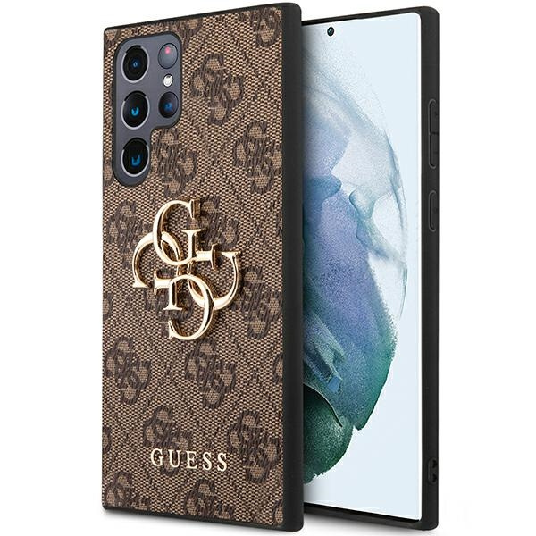 Guess GUHCS23L4GMGBR Samsung Galaxy S23 Ultra brown hardcase 4G Big Metal Logo